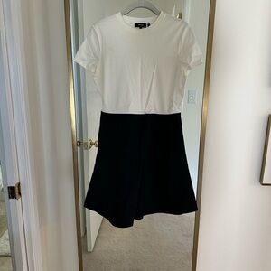 White and Blue Two-Tone Short Sleeve Dress